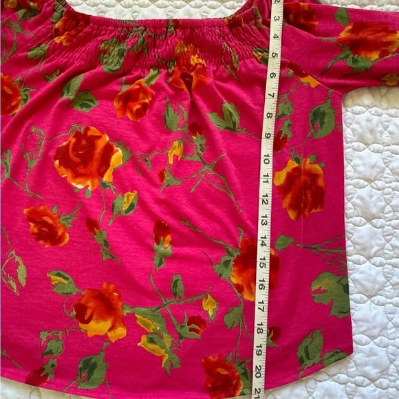 NWT And The Why Pink Floral Off Shoulder Flowy 3/4 Sleeve Blouse Size Small - Picture 10 of 14